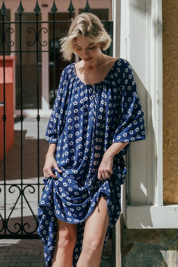 Zahra Midi Dress ~ Indigo