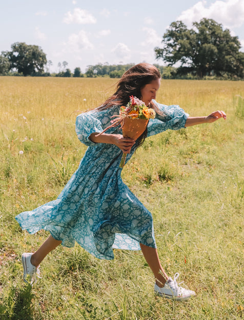 Kyra Midi Dress ~ Ocean Blue